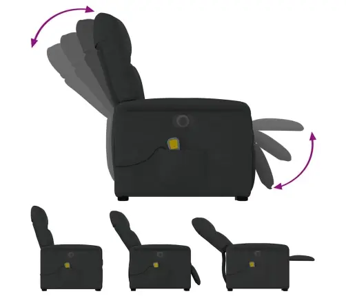 Elektrisks Masāžas Krēsls, Paceļams, Atgāžams, Melns Audums Vidaxl