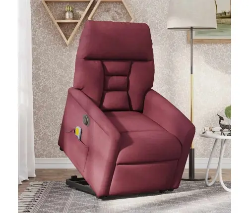 Elektrisks Masāžas Krēsls, Paceļams/Atgāžams, Vīnsarkans Audums Vidaxl