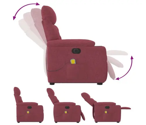 Elektrisks Masāžas Krēsls, Paceļams/Atgāžams, Vīnsarkans Audums Vidaxl