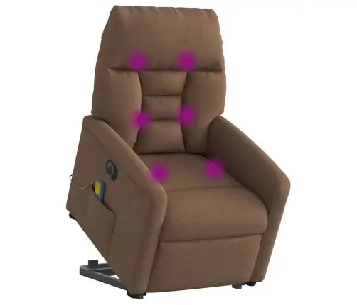 Elektrisks Masāžas Krēsls, Paceļams, Atgāžams, Brūns Audums Vidaxl