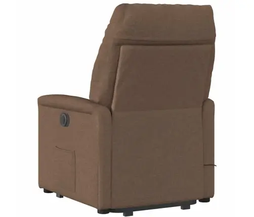 Elektrisks Masāžas Krēsls, Paceļams, Atgāžams, Brūns Audums Vidaxl