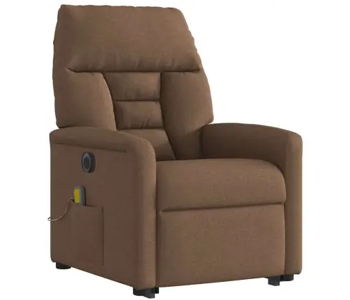 Elektrisks Masāžas Krēsls, Paceļams, Atgāžams, Brūns Audums Vidaxl