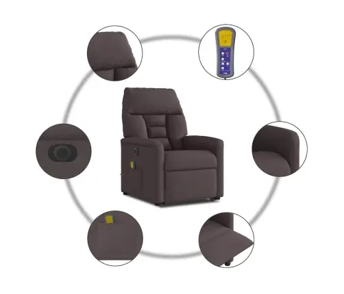 Elektrisks Masāžas Krēsls, Paceļams, Atgāžams, Brūns Audums Vidaxl