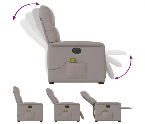 Atsistojantis Elektrinis Masažinis Krėslas, Taupe, Audinys