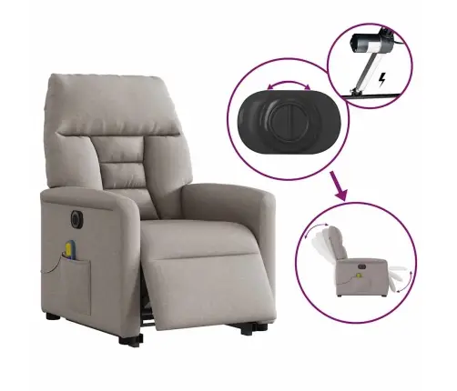 Atsistojantis Elektrinis Masažinis Krėslas, Taupe, Audinys