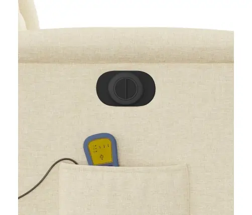 Elektrisks Masāžas Krēsls, Paceļams, Krēmkrāsas Audums Vidaxl