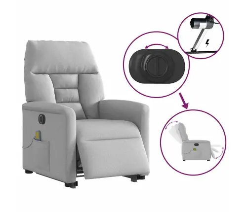 Elektrisks Stāvus Masāžas Atpūtas Krēsls Mākonis Pelēks Audums Vidaxl