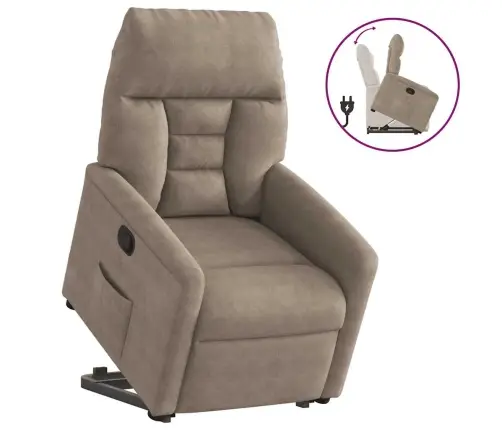 Püsti Tõusmist Toetav Tugitool Pruunikashall Mikrofiiber Kangas