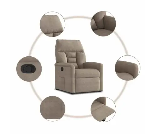 Püsti Tõusmist Toetav Tugitool Pruunikashall Mikrofiiber Kangas