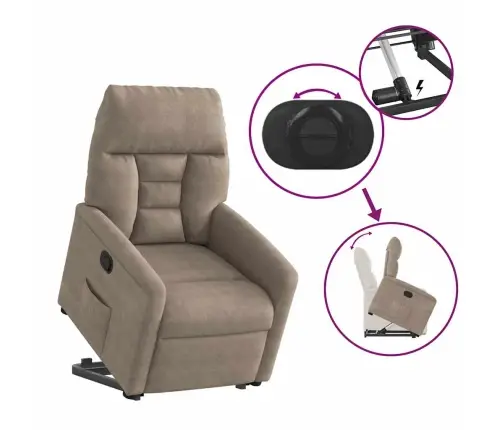 Püsti Tõusmist Toetav Tugitool Pruunikashall Mikrofiiber Kangas