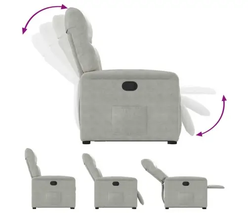 Paceļams Atpūtas Krēsls, Gaiši Pelēks Mikrošķiedras Audums Vidaxl