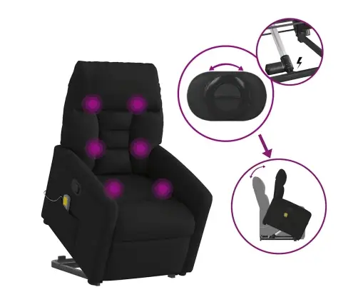 Püsti Tõusmist Toetav Massaažitool, Must, Mikrofiiber Kangas