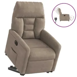 Elektrisks Krēsls, Paceļams, Pelēkbrūns Mikrošķiedras Audums Vidaxl