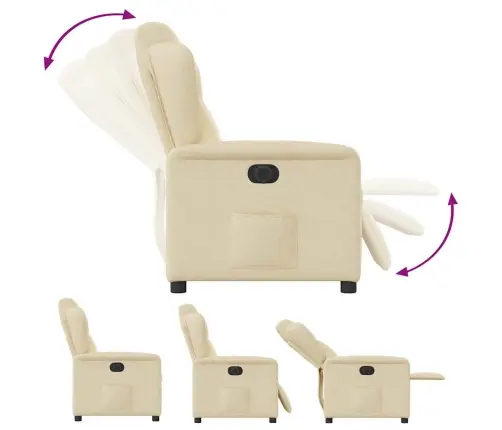 Elektrisks Atpūtas Krēsls, Atgāžams, Krēmkrāsas Audums Vidaxl