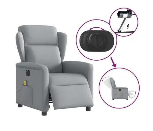 Elektrinis Masažinis Krėslas, Šviesiai Pilkas, Audinys