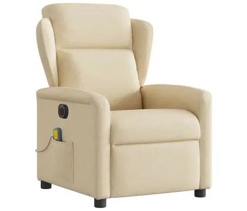 Elektrisks Masāžas Krēsls, Atgāžams, Krēmkrāsas Audums Vidaxl