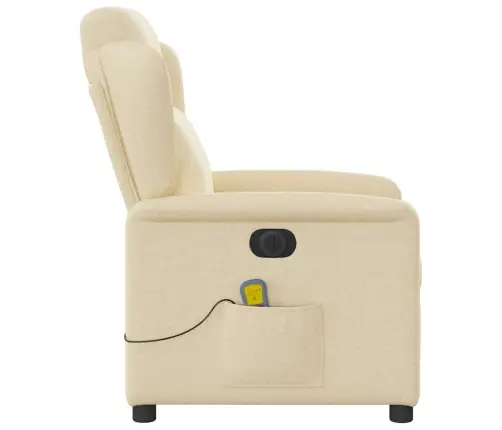 Elektrisks Masāžas Krēsls, Atgāžams, Krēmkrāsas Audums Vidaxl