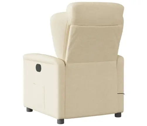 Elektrisks Masāžas Krēsls, Atgāžams, Krēmkrāsas Audums Vidaxl