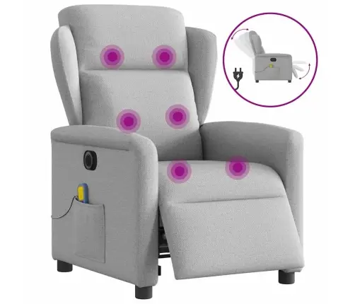 Elektrisks Masāžas Krēsls, Atgāžams, Mākonis Pelēks Audums Vidaxl