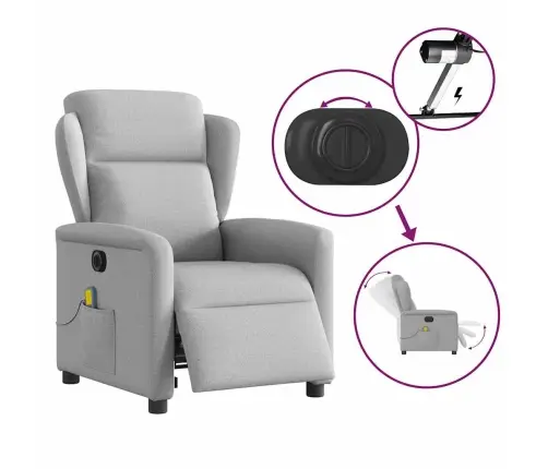 Elektrisks Masāžas Krēsls, Atgāžams, Mākonis Pelēks Audums Vidaxl