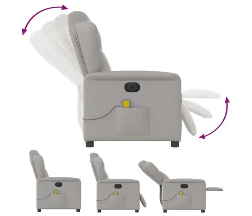 Elektrisks Masāžas Krēsls, Atgāžams, Mākonis Pelēks Audums Vidaxl