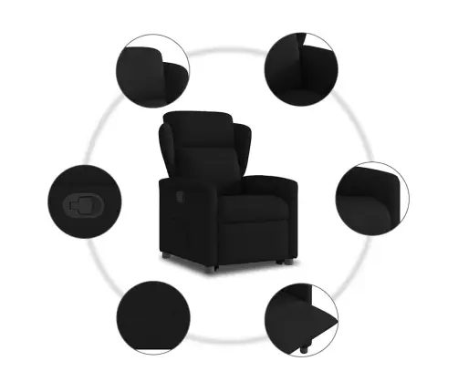 Atpūtas Krēsls, Paceļams, Atgāžams, Melns Audums Vidaxl Atpūtas Krēsls, Paceļams, Atgāžams, Melns Audums Vidaxl