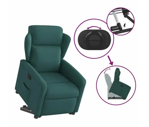 Atpūtas Krēsls, Paceļams, Atgāžams, Tumši Zaļš Audums Vidaxl Atpūtas Krēsls, Paceļams, Atgāžams, Tumši Zaļš Audums Vidaxl
