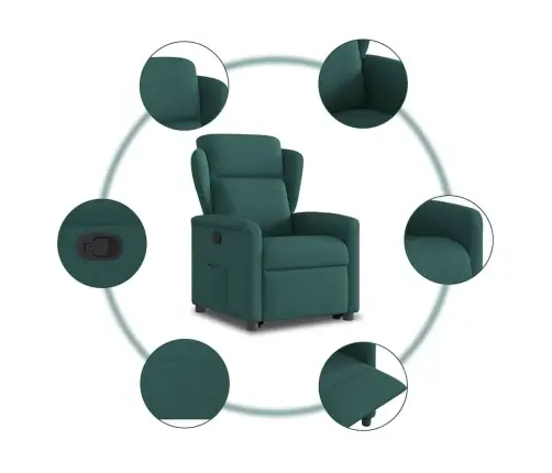 Atpūtas Krēsls, Paceļams, Atgāžams, Tumši Zaļš Audums Vidaxl Atpūtas Krēsls, Paceļams, Atgāžams, Tumši Zaļš Audums Vidaxl