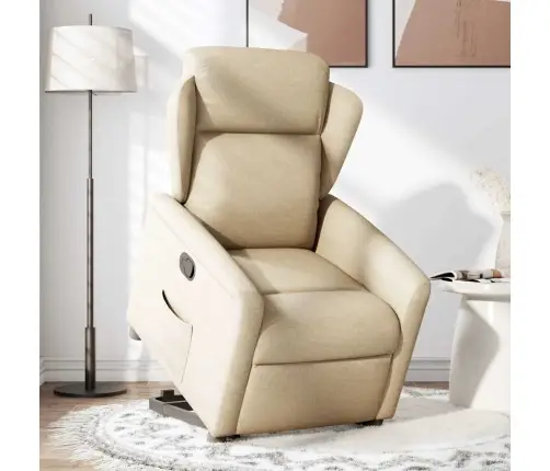 Atpūtas Krēsls, Paceļams, Atgāžams, Krēmkrāsas Audums Vidaxl