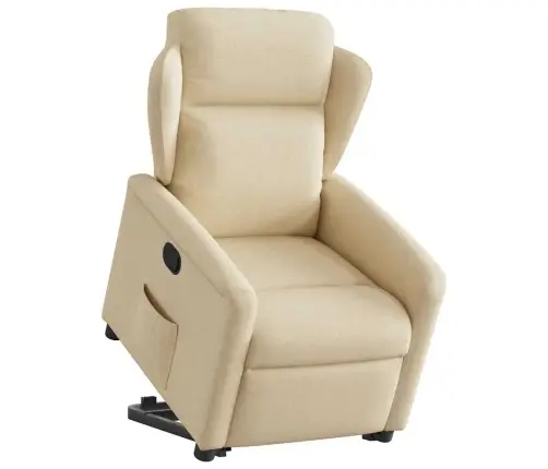 Atpūtas Krēsls, Paceļams, Atgāžams, Krēmkrāsas Audums Vidaxl