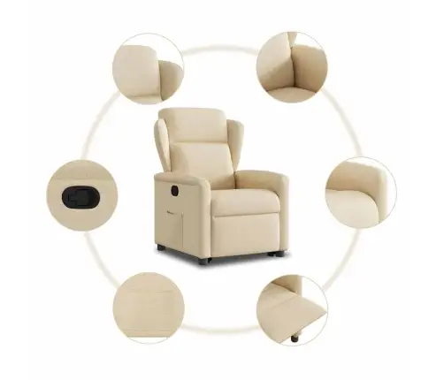 Atpūtas Krēsls, Paceļams, Atgāžams, Krēmkrāsas Audums Vidaxl