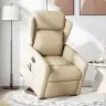 Masāžas Krēsls, Paceļams, Atgāžams, Krēmkrāsas Audums Vidaxl