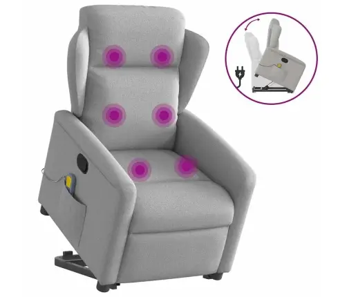 Masāžas Krēsls, Paceļams, Atgāžams, Mākonis Pelēks Audums Vidaxl