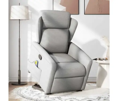 Masāžas Krēsls, Paceļams, Atgāžams, Mākonis Pelēks Audums Vidaxl