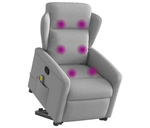 Masāžas Krēsls, Paceļams, Atgāžams, Mākonis Pelēks Audums Vidaxl