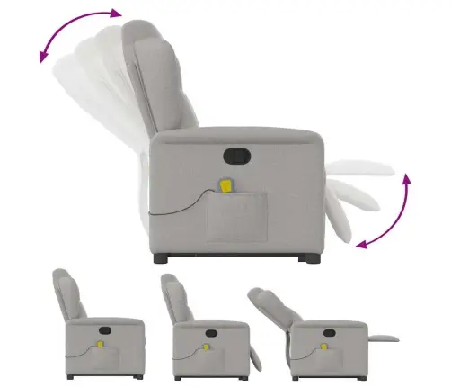 Masāžas Krēsls, Paceļams, Atgāžams, Mākonis Pelēks Audums Vidaxl