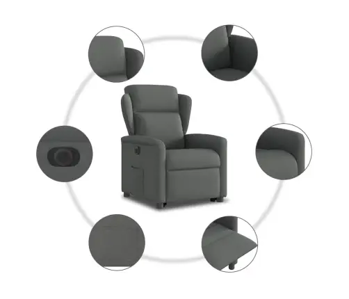 Elektrisks Atpūtas Krēsls, Paceļams, Atgāžams, Pelēks Audums Vidaxl