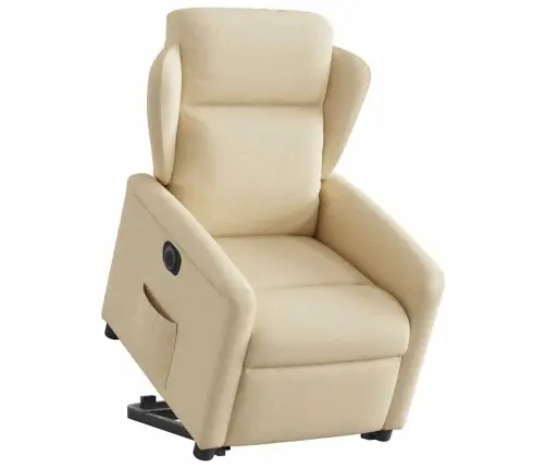 Elektrisks Atpūtas Krēsls, Paceļams/Atgāžams, Krēmkrāsas Audums Vidaxl