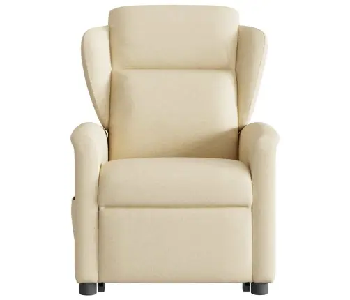 Elektrisks Atpūtas Krēsls, Paceļams/Atgāžams, Krēmkrāsas Audums Vidaxl