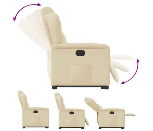 Elektrisks Atpūtas Krēsls, Paceļams/Atgāžams, Krēmkrāsas Audums Vidaxl
