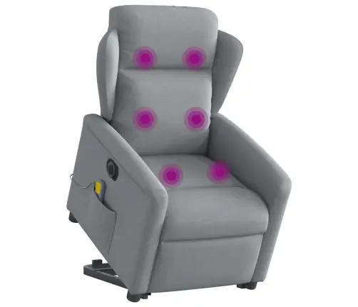 Elektrisks Masāžas Krēsls, Paceļams, Atgāžams, Pelēks Audums Vidaxl