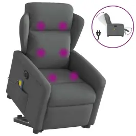 Elektrisks Masāžas Krēsls, Paceļams, Atgāžams, Pelēks Audums Vidaxl