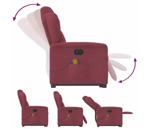 Elektrisks Masāžas Krēsls, Paceļams/Atgāžams, Vīnsarkans Audums Vidaxl