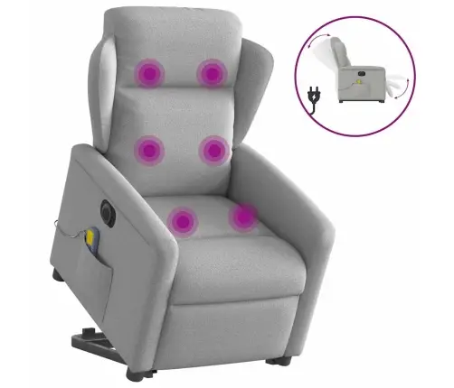 Atsistojantis Masažinis Krėslas, Pilkos Spalvos, Audinys