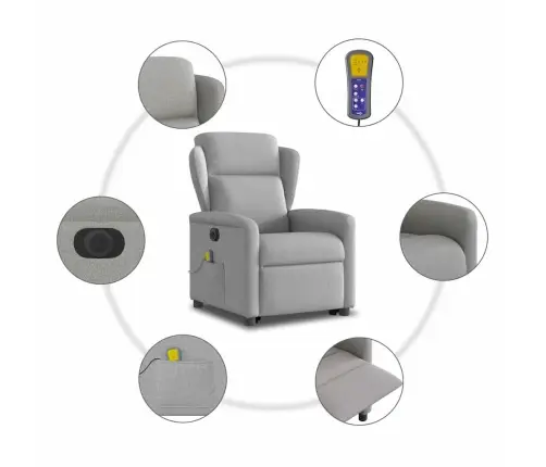 Elektrisks Stāvus Masāžas Atpūtas Krēsls Mākonis Pelēks Audums Vidaxl