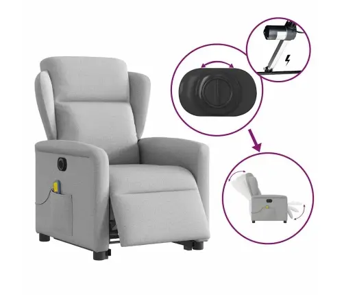 Atsistojantis Masažinis Krėslas, Pilkos Spalvos, Audinys