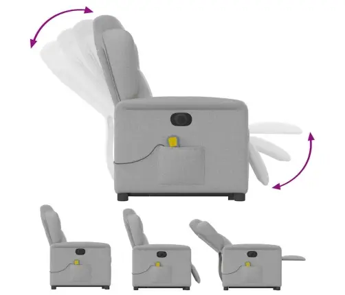 Atsistojantis Masažinis Krėslas, Pilkos Spalvos, Audinys