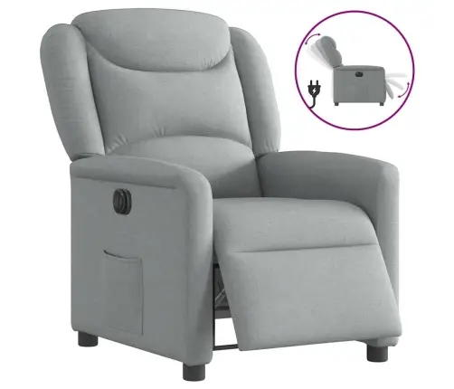 Elektrisks Atpūtas Krēsls, Atgāžams, Gaiši Pelēks Audums Vidaxl