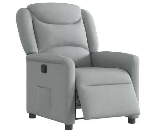 Elektrisks Atpūtas Krēsls, Atgāžams, Gaiši Pelēks Audums Vidaxl