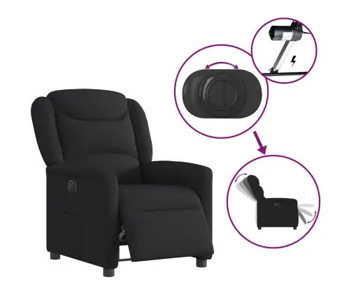 Elektrisks Atpūtas Krēsls, Atgāžams, Melns Audums Vidaxl
